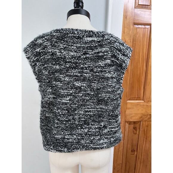 VTG Sweater Vest Hand Knit Gray Mohair Rainbow SZ LG Artsy Indie Grunge - Picture 3 of 6
